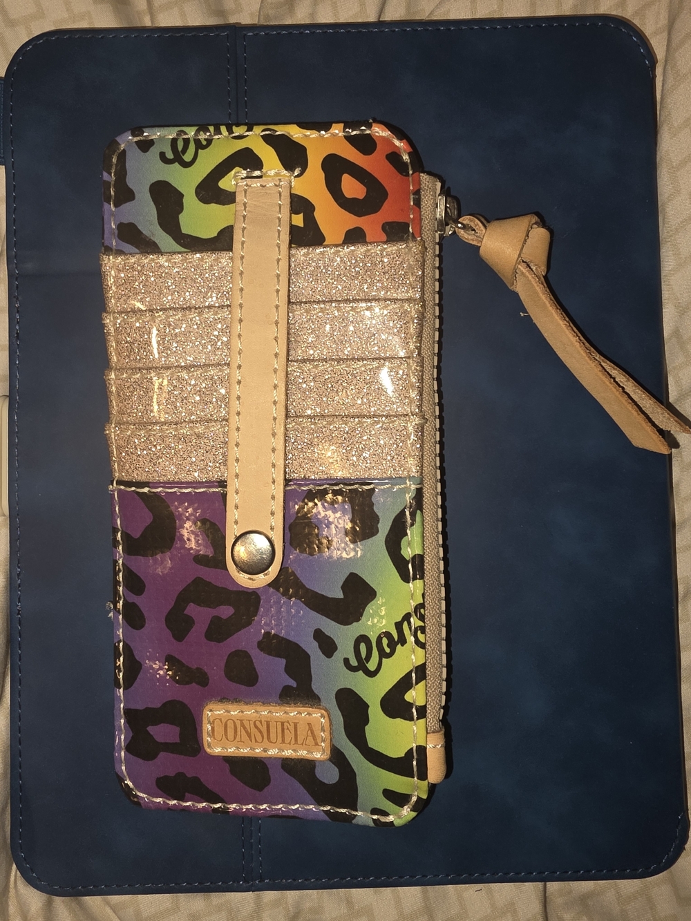 Consuela Rainbow Leopard Glitter Card Wallet – Rainbow & Gold